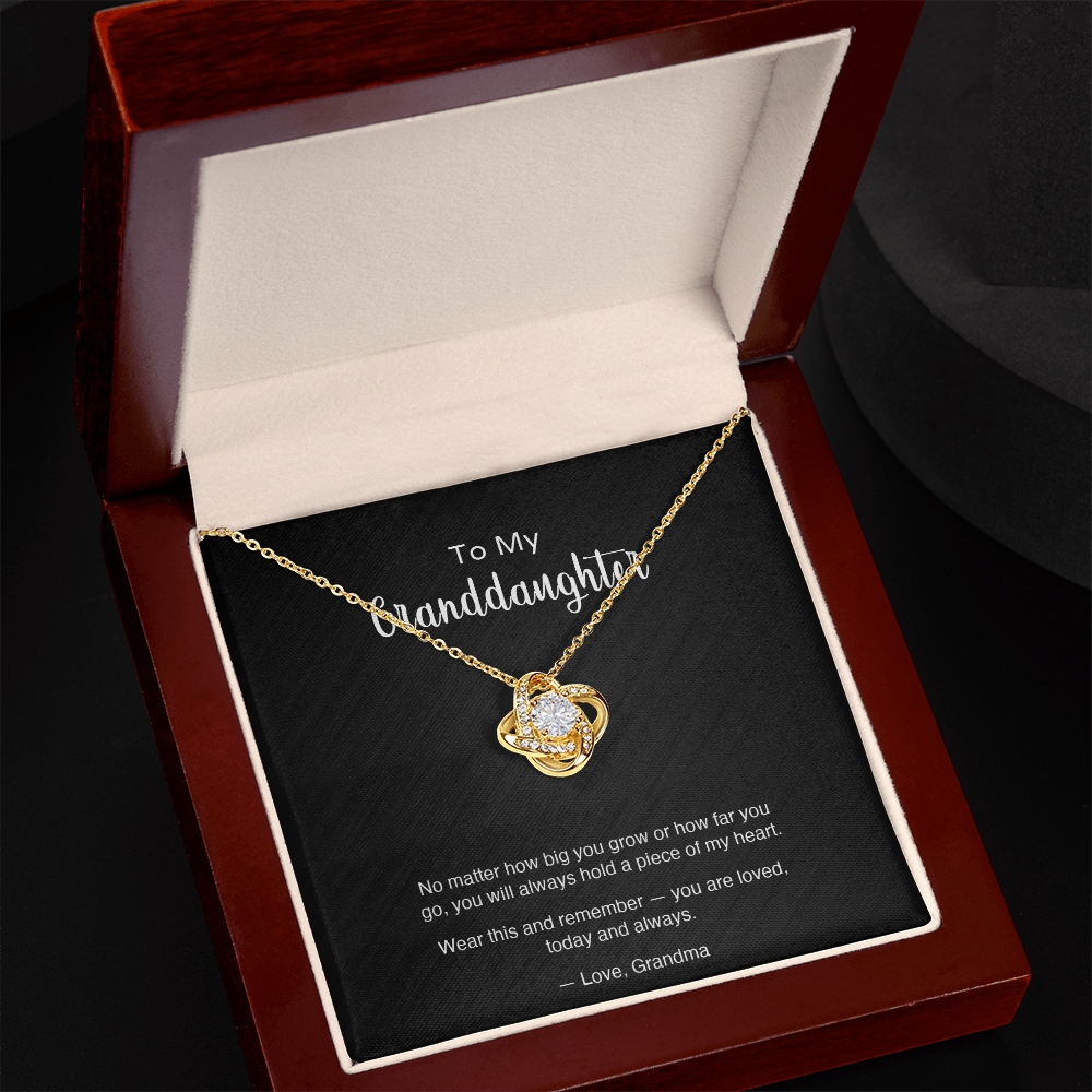To My Granddaughter — "Always in My Heart" Love Knot Necklace