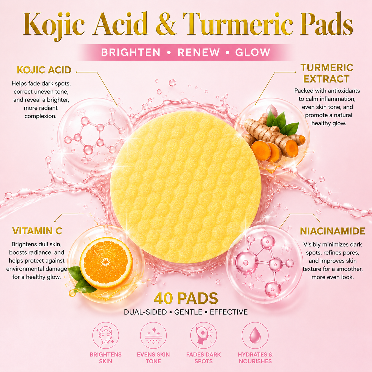 Kojic acid turmeric pad texture close-up