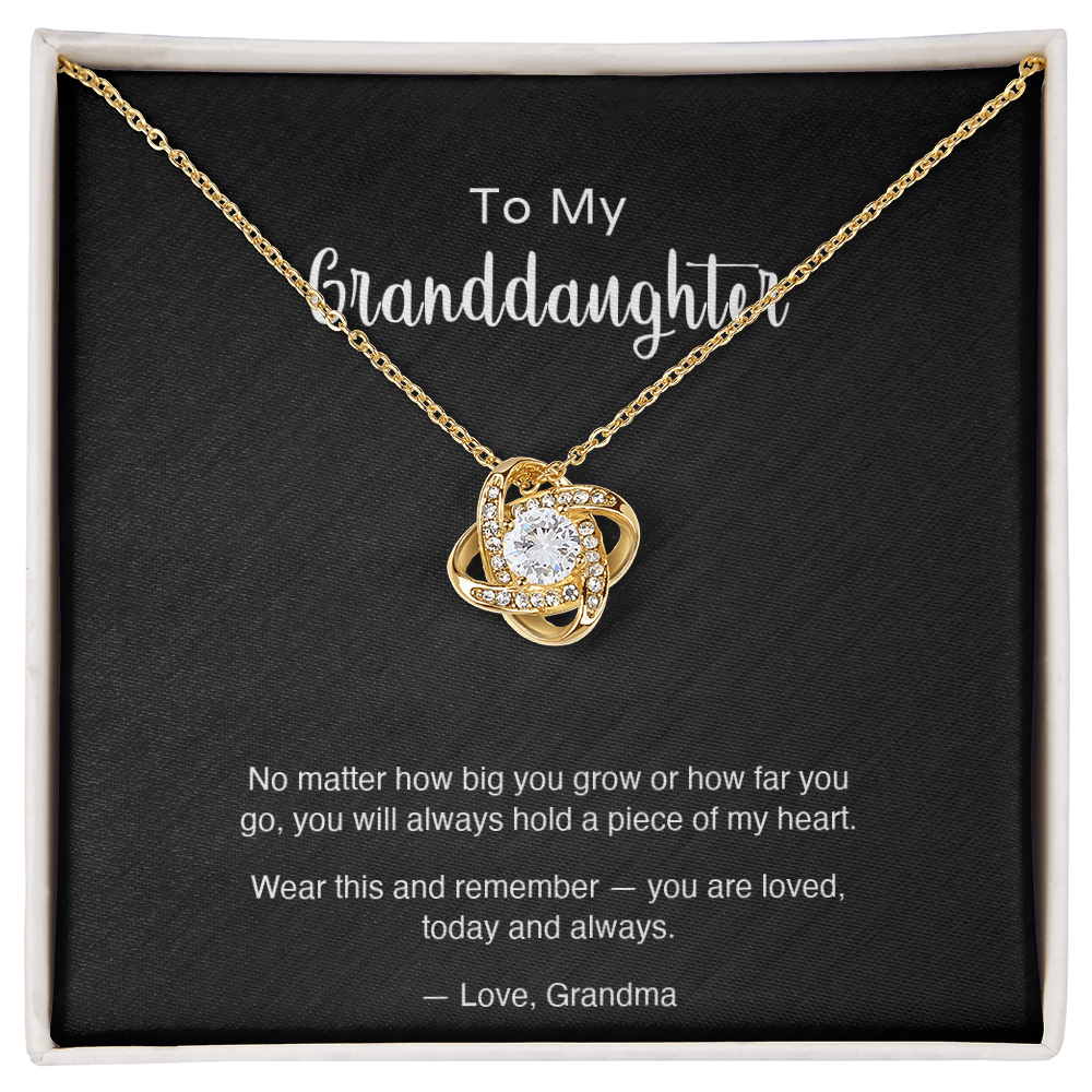 To My Granddaughter — "Always in My Heart" Love Knot Necklace