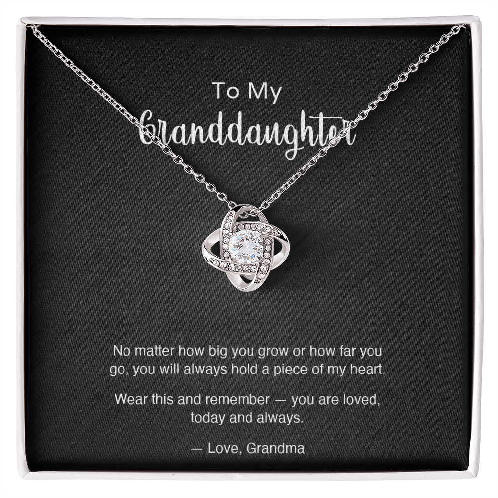 To My Granddaughter — "Always in My Heart" Love Knot Necklace