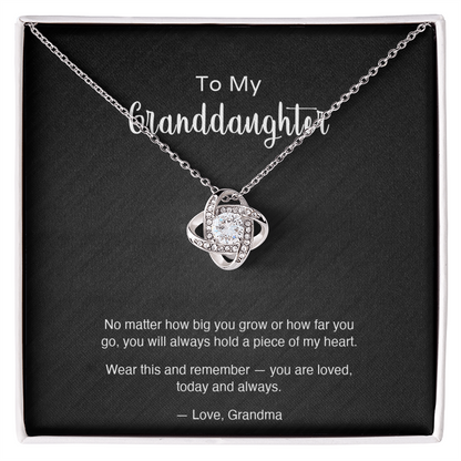 To My Granddaughter — "Always in My Heart" Love Knot Necklace