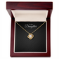 To My Daughter Love Knot necklace — gift presentation view