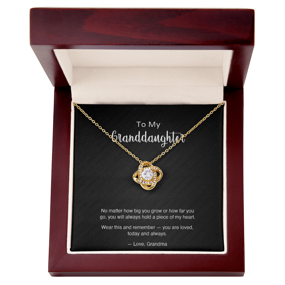 To My Granddaughter — "Always in My Heart" Love Knot Necklace