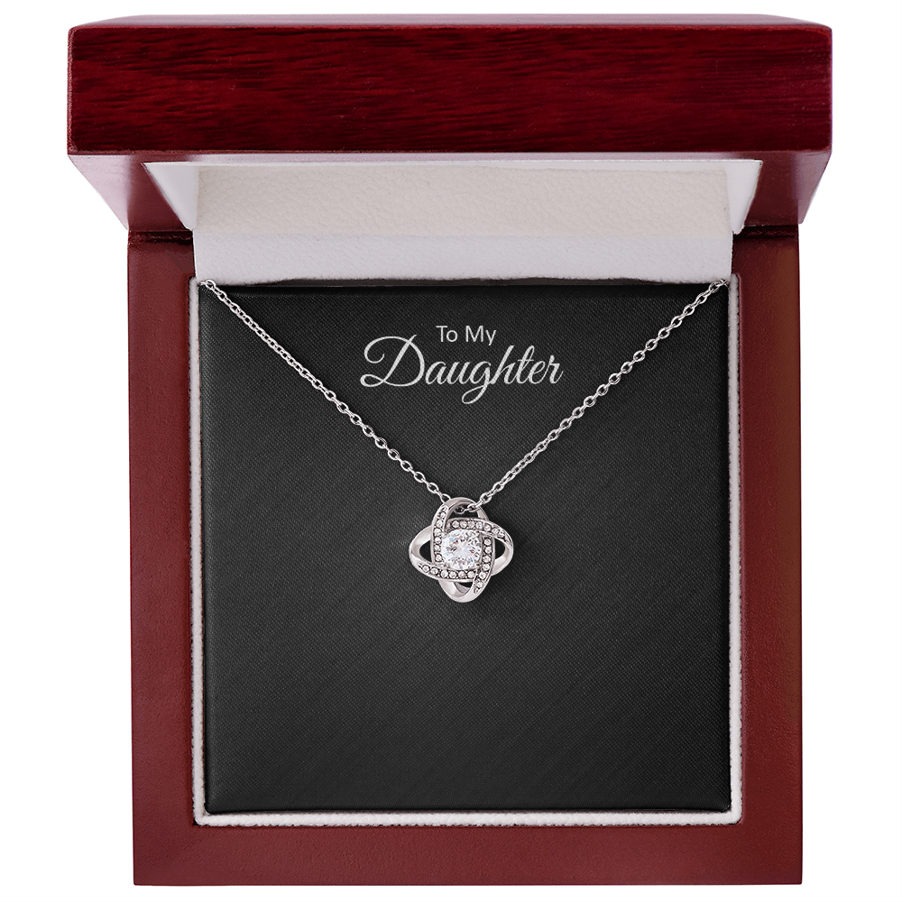 To My Daughter necklace gift — finish and box options