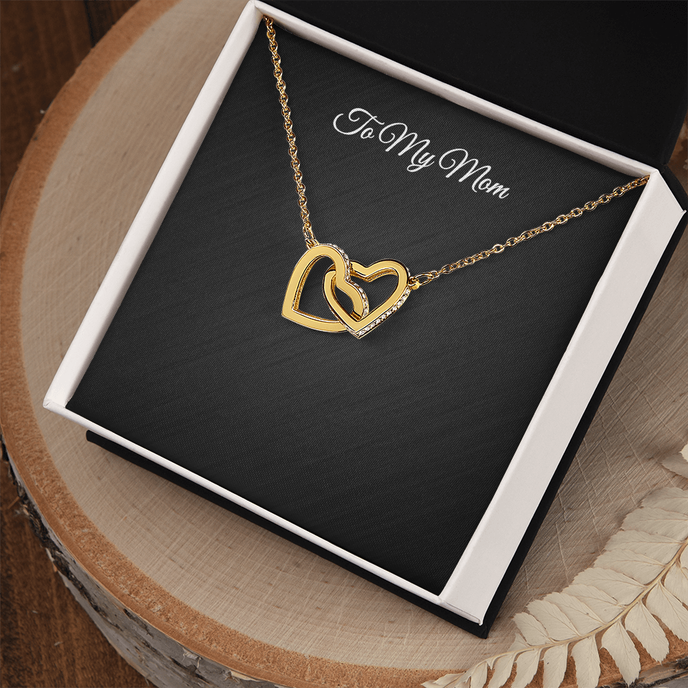 Interlocking Hearts pendant necklace for mom — close-up