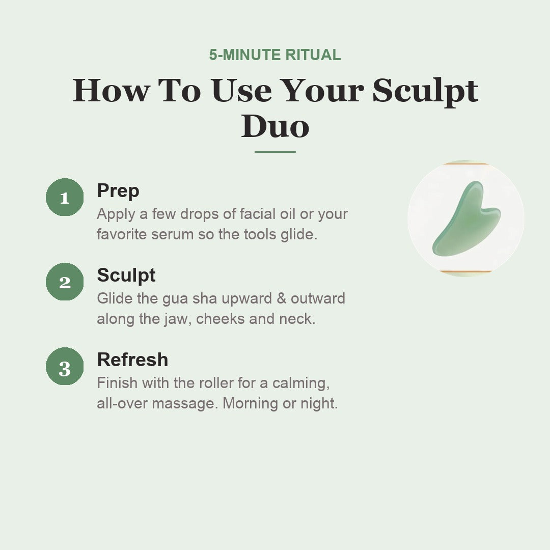 How to use the Zyra Sculpt Duo gua sha and roller in 3 steps