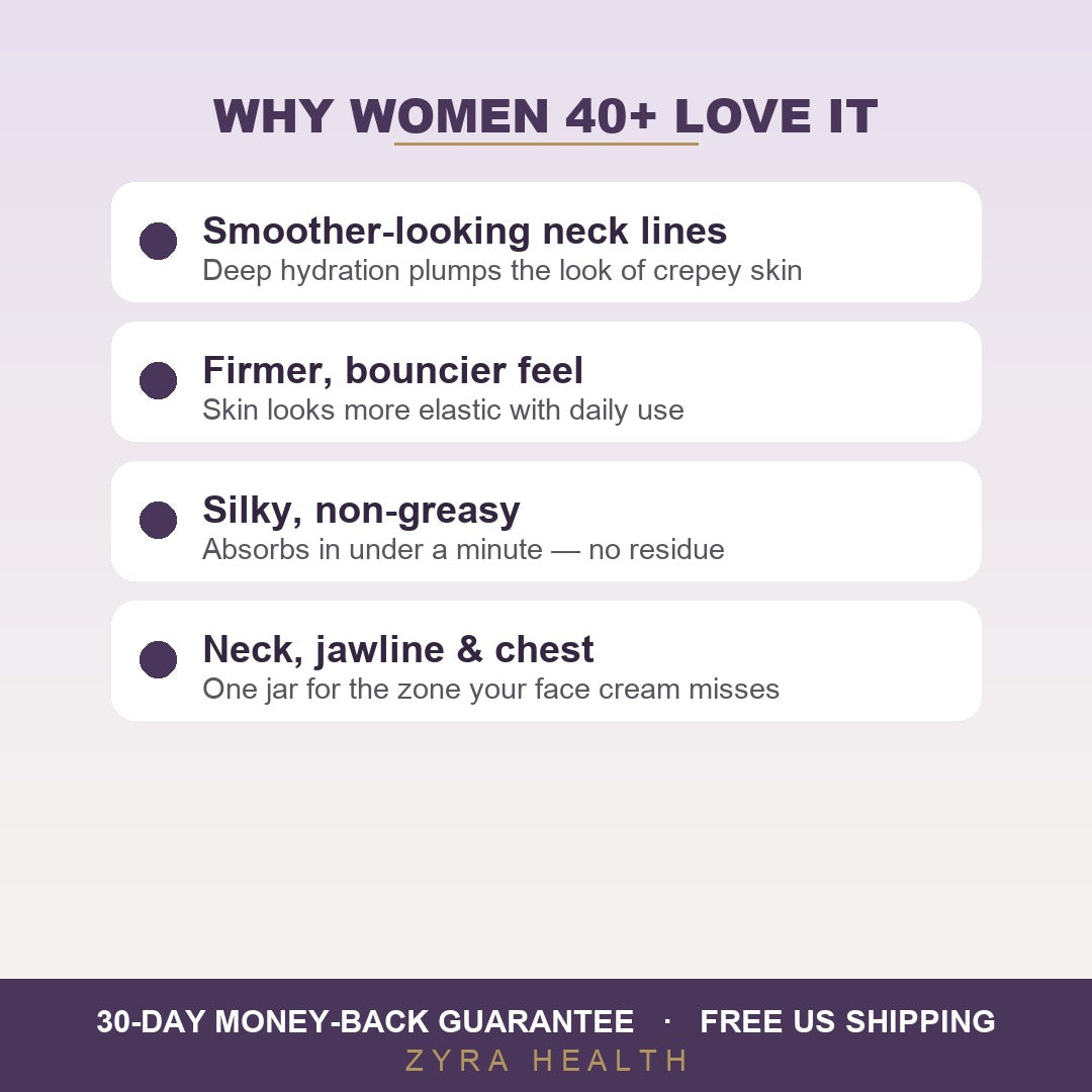 Why women 40+ love Zyra NeckSculpt neck cream benefits