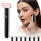 Woman using red light therapy wand on cheek with 7 LED color modes